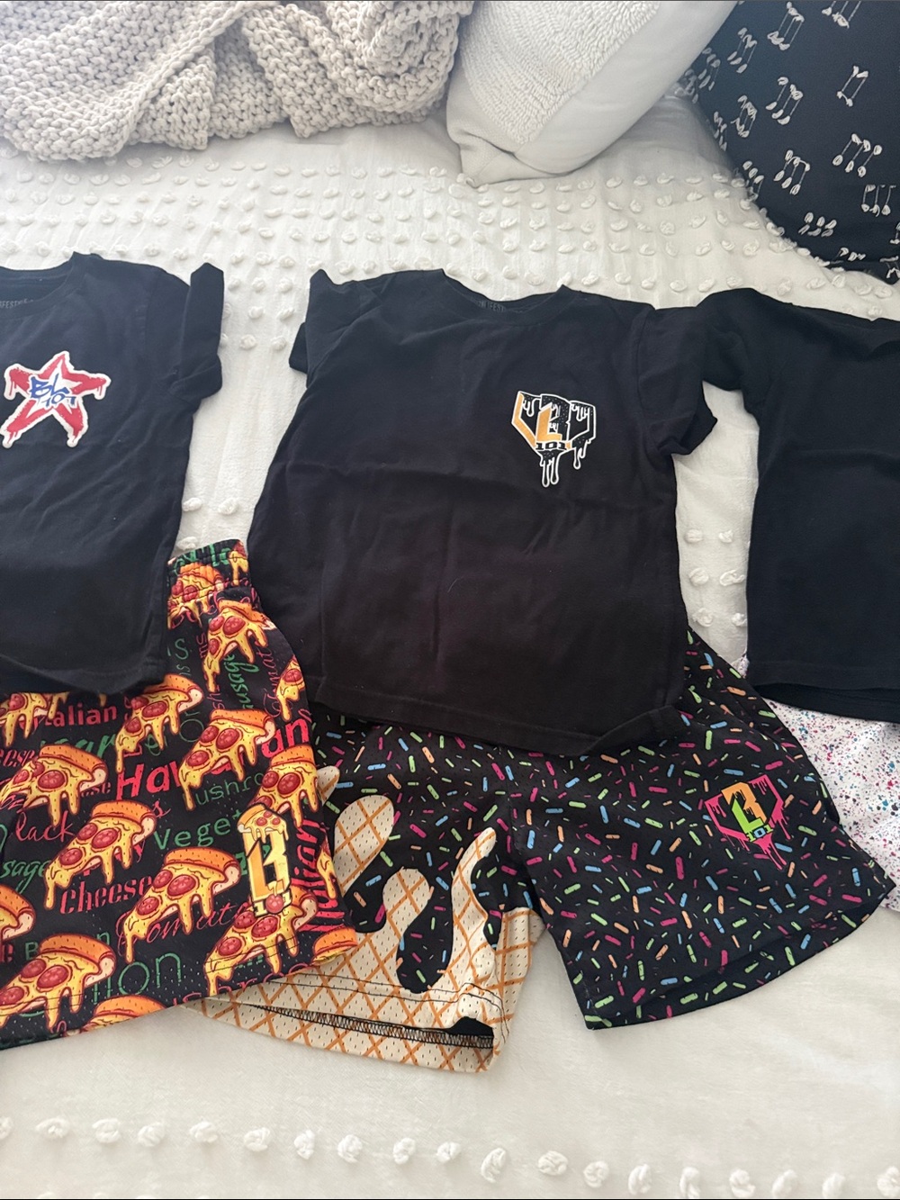Lot of Black Graphic Tee Shirts with Colorful Shorts - Picture 3 of 4